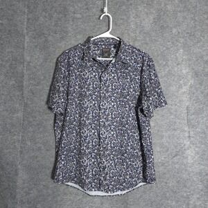 Copper & Oak Endurance Shirt Mens L Blue Floral Stretch Button Down Casual Fit